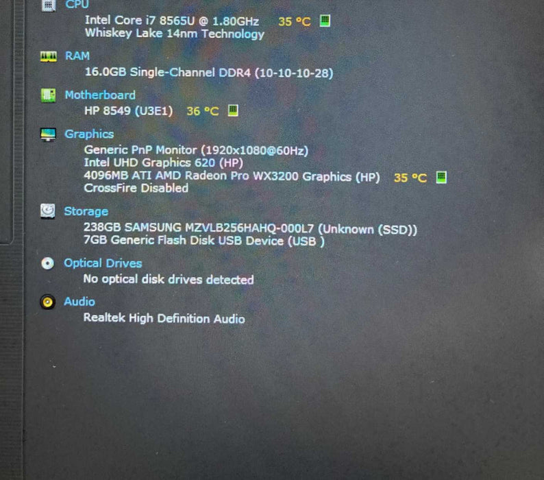 HP ZBook 15u G6 i7-8565U@1.8Gz Radeon Pro WX3200 4GB GPU 16GB RAM 256GB SSD  Lap200