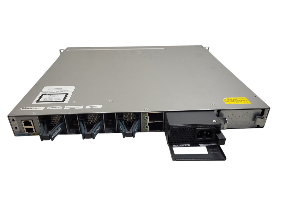 Cisco WS-C3850-24P-E 24-Port Gigabit PoE+ Switch w/ C3850-NM-4-1G, 1100W PSU $