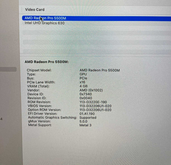 Apple MacBook Pro 16" 2019 i9-9880H Radeon PRO 5500M 16GB RAM 1TB SSD READ!