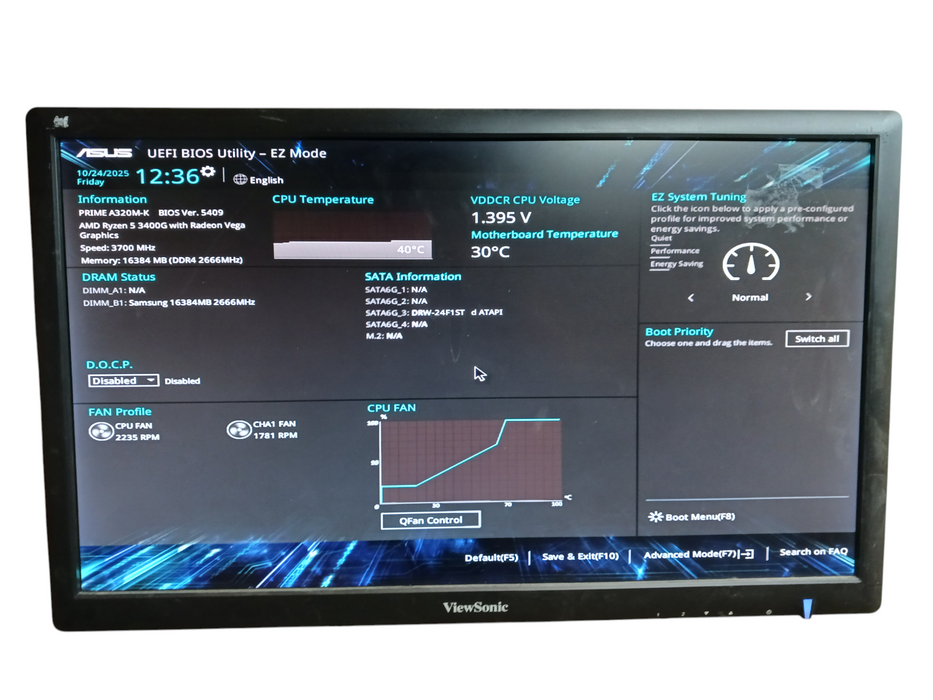 Custom AMD SFF PC Ryzen 5 3400G @3.70Ghz Asus Prime A320M-K 16GB DDR4 READ