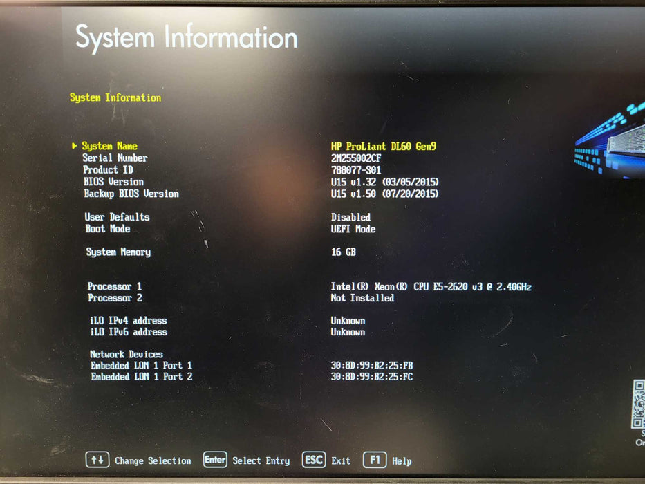 HP ProLiant DL60 Gen9 4x 3.5" | Xeon E5-2620 v3 @2.40GHz, 16GB DDR4, B140i $