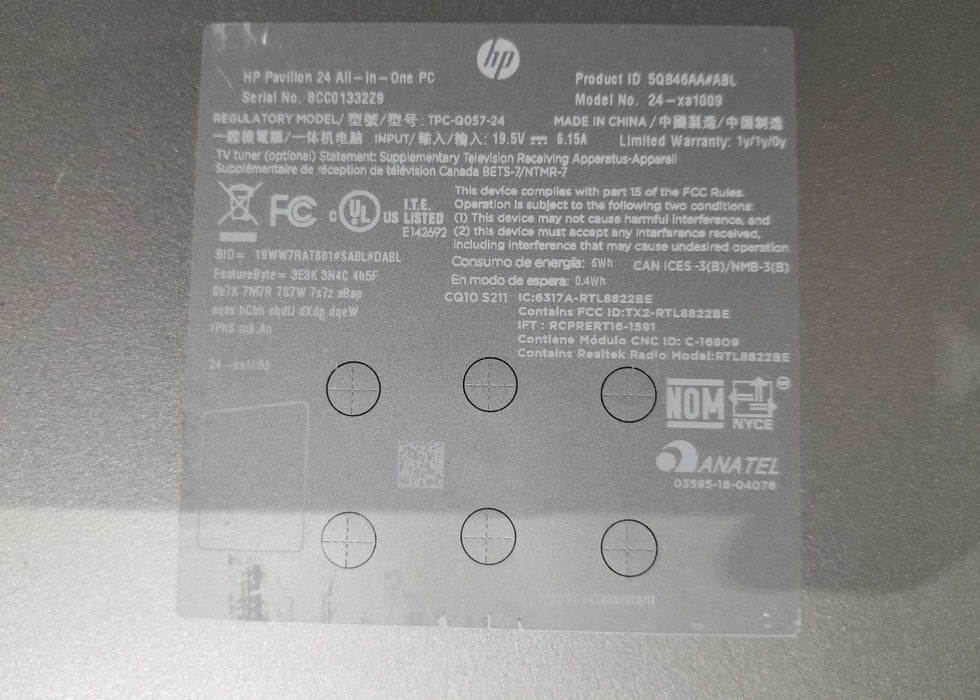 HP Pavillion 24" AiO PC AMD Ryzen 3 3200U CPU 8GB RAM 256GB NVMe