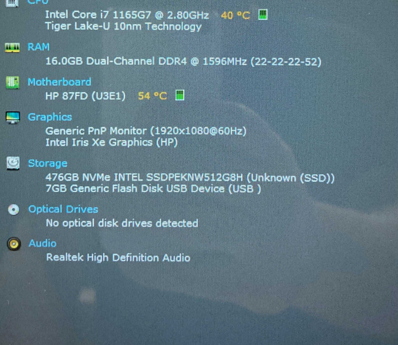 HP Laptop 14 Core 17-1165G7@2.80GHz 16GB RAM 512GB SSD  Lap200