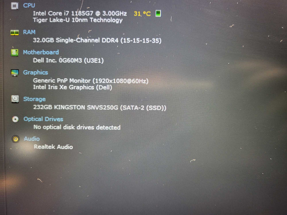 Dell Latitude 5520 i7-1185G7 32GB RAM 256GB NVMe $ Lap200