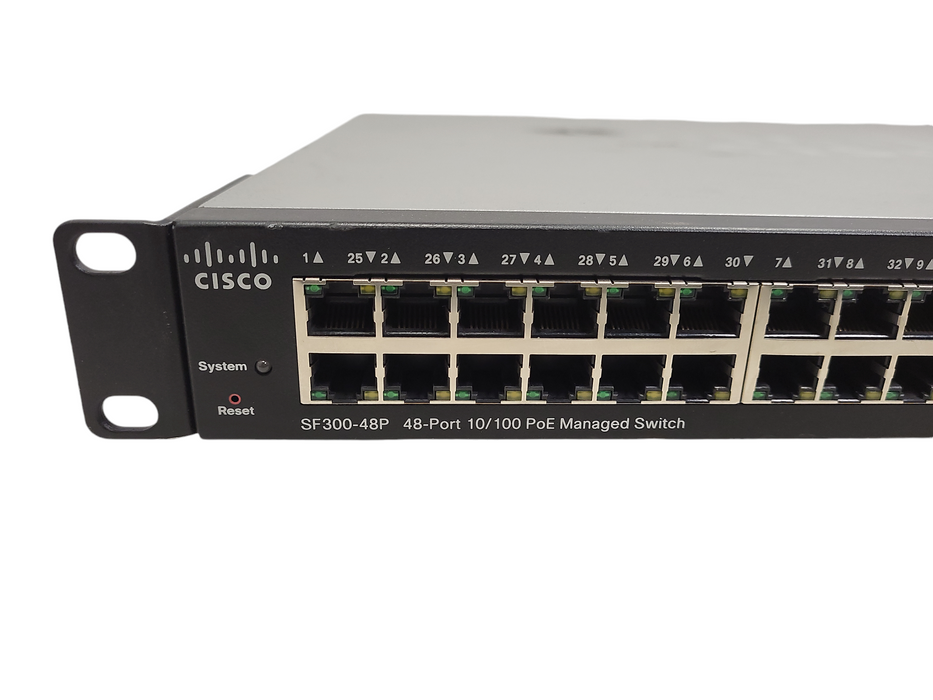 Cisco SF300-48P 48-Port 10/100 PoE Ethernet 2x SFP Smart Managed Network Sw !