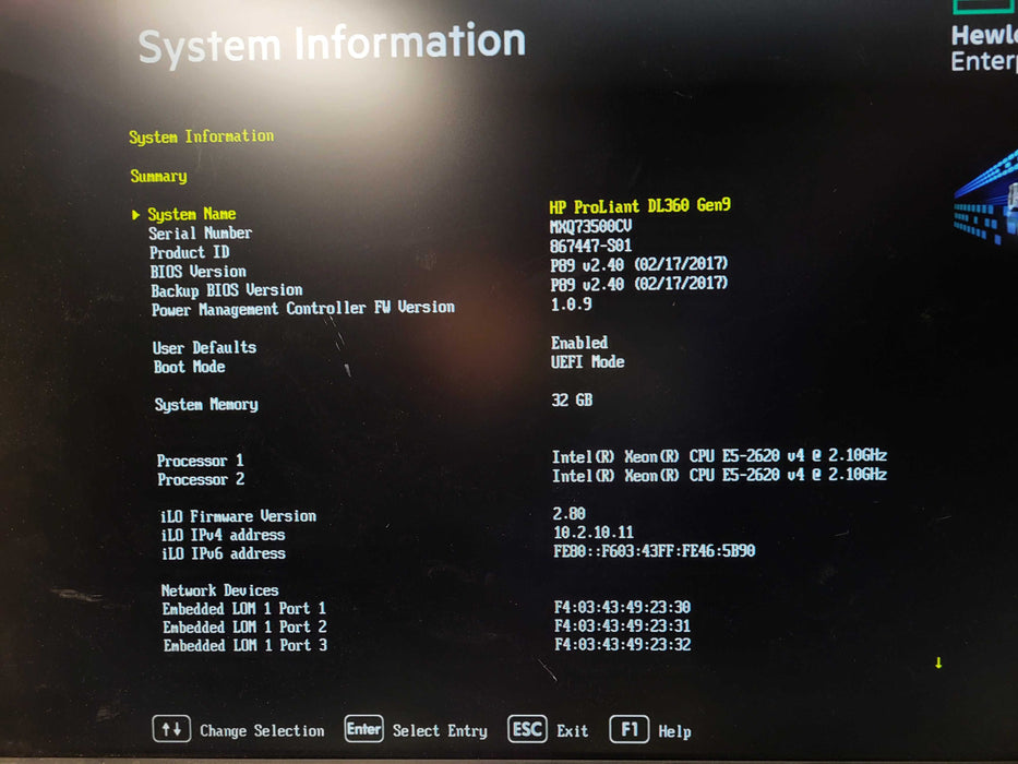 HP ProLiant DL360 Gen9 2.5" 2x E5-2620 v4 @ 2.1GHz 32GB DDR4 P440ar 2x PSU $