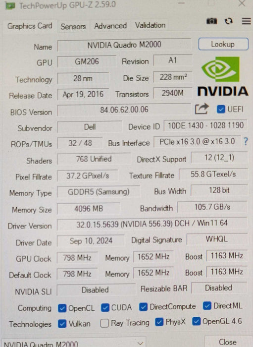 Nvidia Quadro M2000 4GB GDDR5 4x Display Ports Graphics Card _