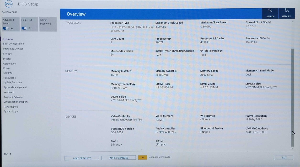 Dell OptiPlex 5090 SFF, i7-11700 2.50GHz, 16GB DDR4, 256GB NVMe