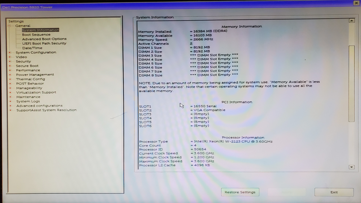 Dell Precision 5820 Xeon W-2123 16GB DDR4 P620 - No HDD