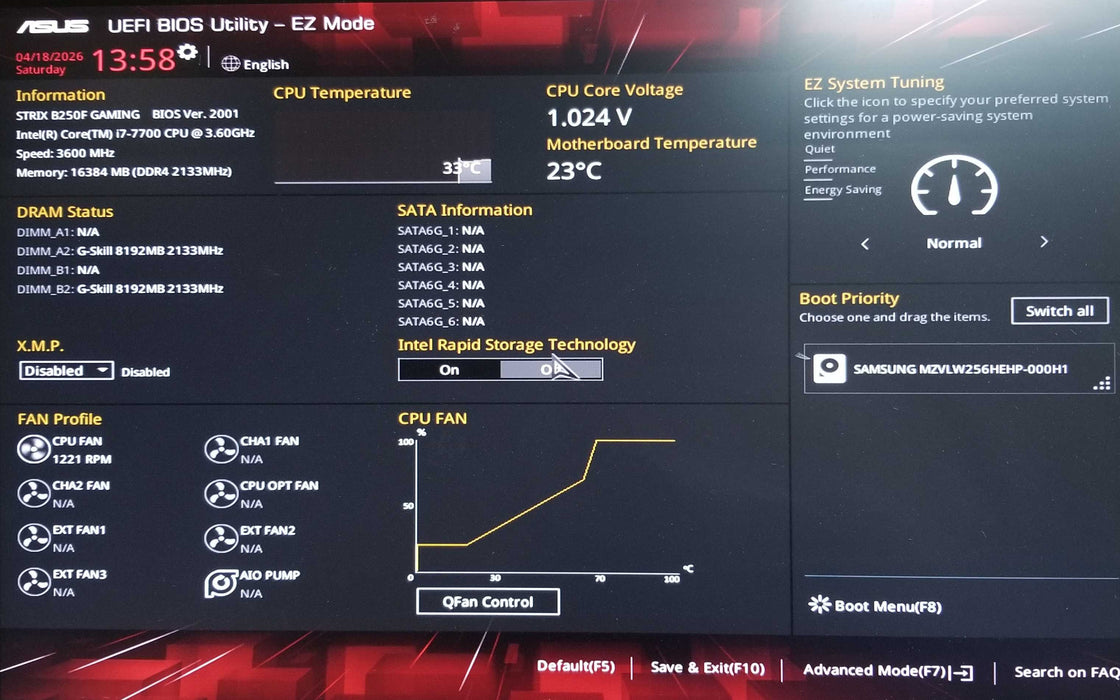 Custom Tower Asus Strix B250F Gaming Core i7-7700 CPU 16GB DDR4 No HDD
