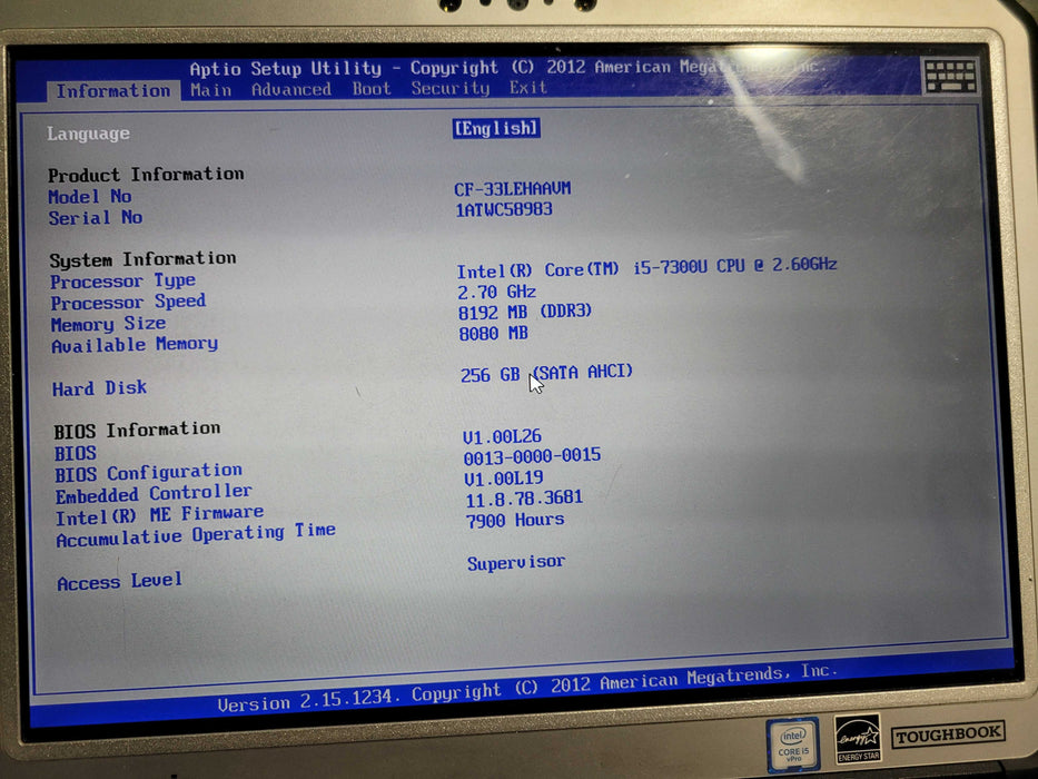 Panasonic Toughbook CF-33 Touch | i5-7300U @2.60GHz 8GB DDR3 256GB SSD Q