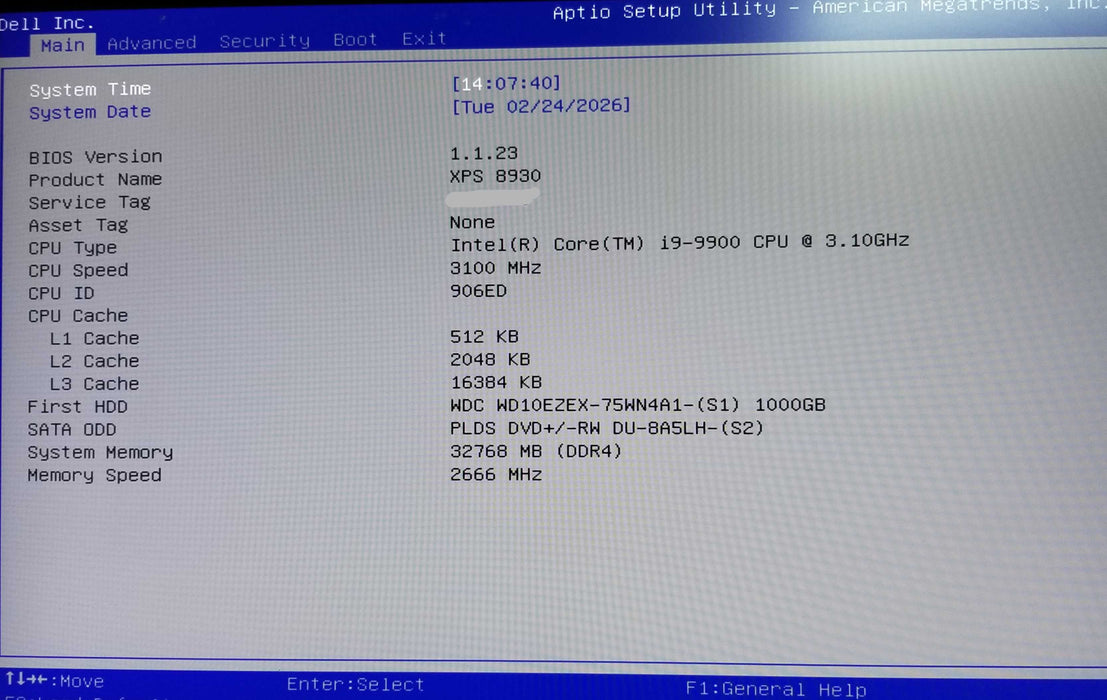 Dell XPS 8930 Tower Core i9-9900 CPU 3.10 32GB RAM 1TB HDD  GTX 750Ti
