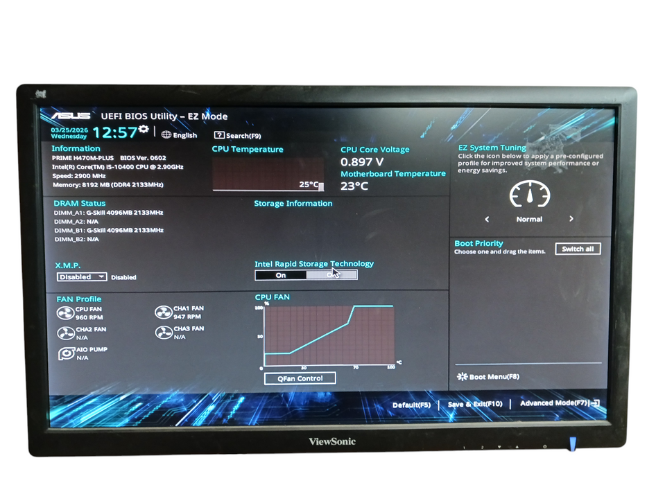 Silverstone Tower Asus Prime H470M-Plus Intel i5-10400 CPU 8GB RAM No HDD
