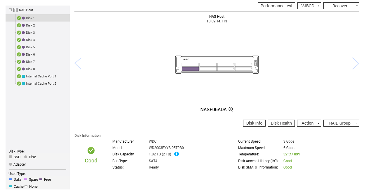 QNAP TVS-871U-RP 8-Bays NAS, i5-4590S, 8GB RAM, 8x 2TB HDDs & 2x128GB mSATA
