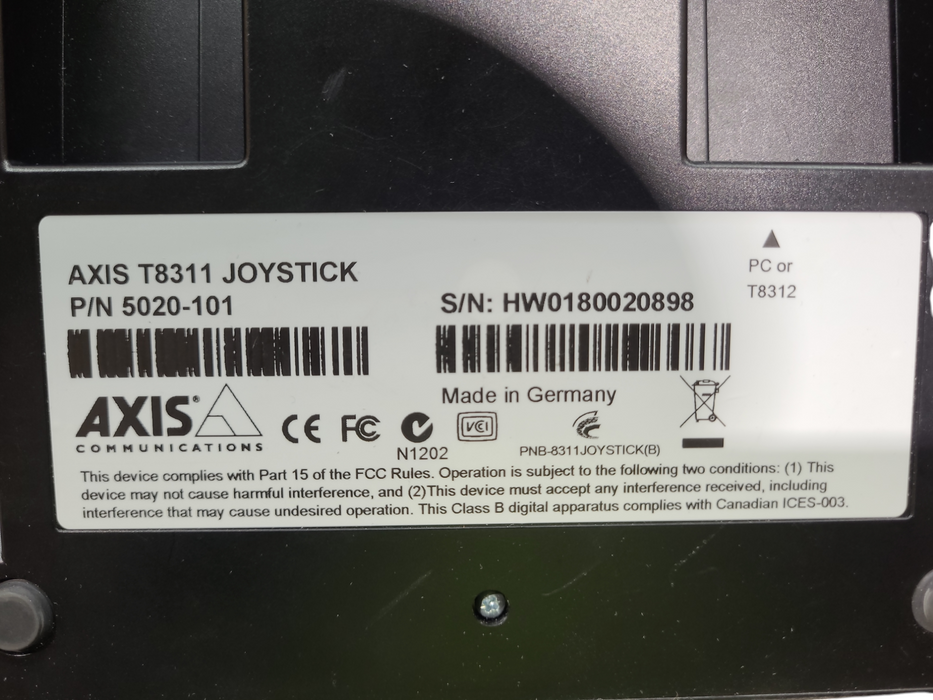 Axis Communications T8311 Video Surveilance Joystick Controller 5020-101 w/