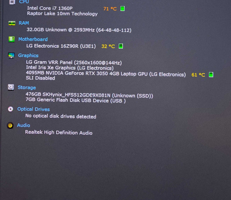 LG Gram 16Z90R i7-1360P RTX 3050 4GB GPU 32GB RAM 512GB SSD READ  Lap200