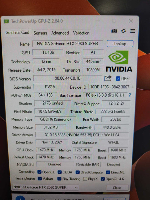 EVGA GeForce RTX 2060 Super 8GB GDDR6 Graphics Card !