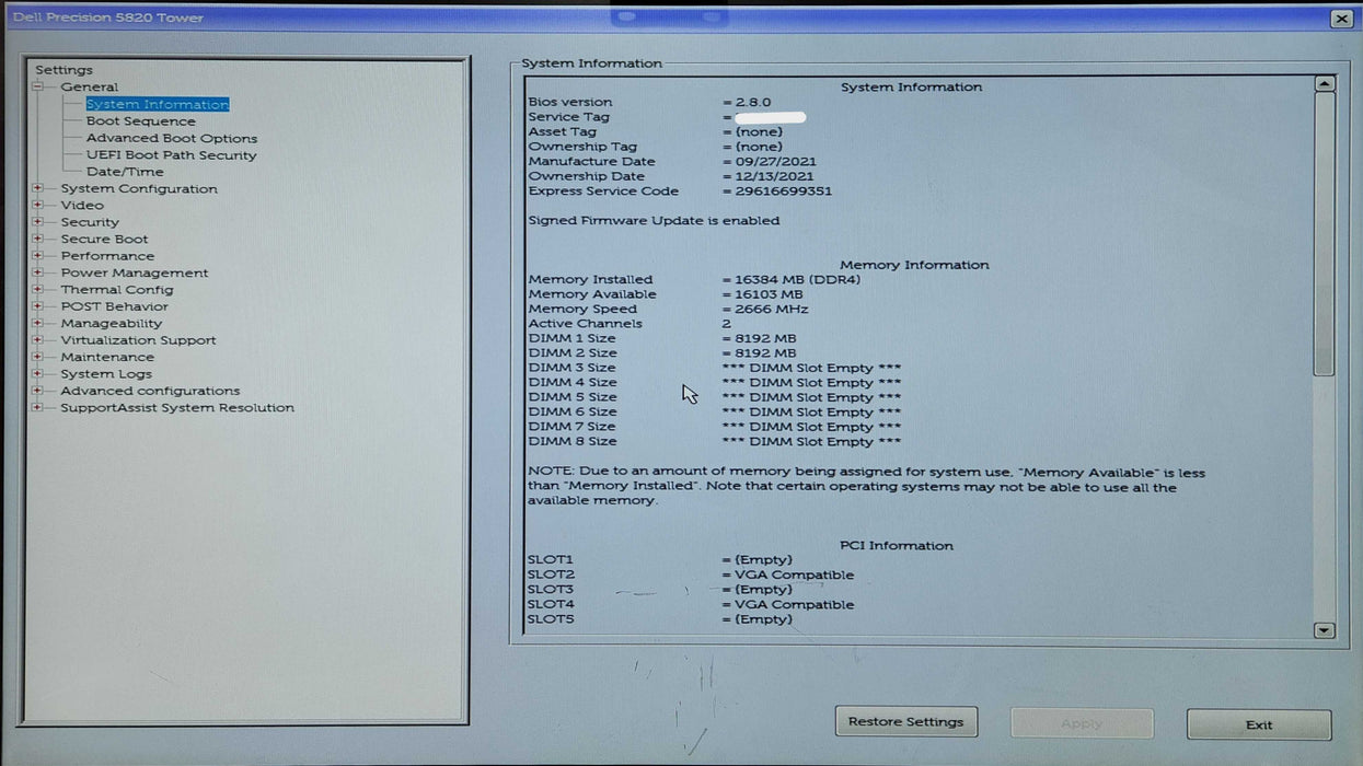 Dell Precision T5820, Xeon W-2223 3.60GHz, 16GB DDR4, 2x P400, 950W PSU