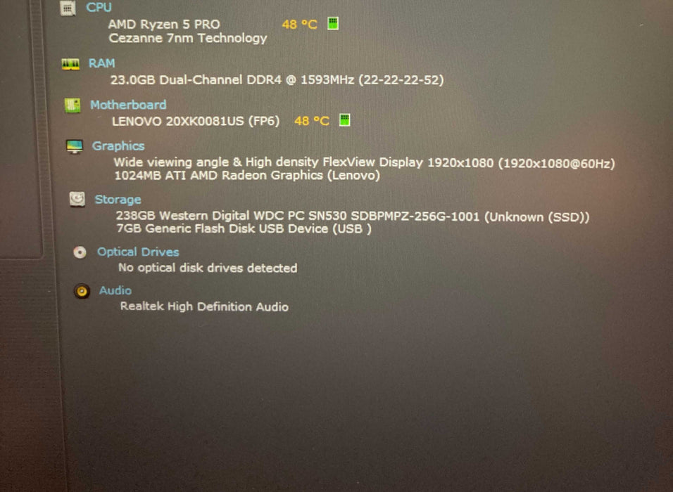 Lenovo ThinkPad T14 AMD Ryzen 5 PRO 5650U@2.3GHz 24GB RAM 256GB SSD  Lap200