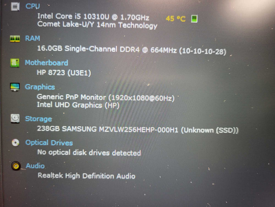 HP EliteBook 840 G7 Core i5-10310U@1.7GHz 816GB RAM 256GB SSD READ $ Lap200