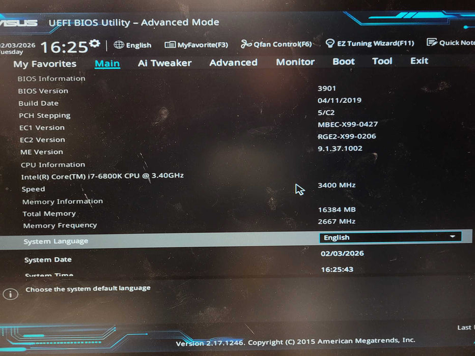 Custom PC ASUS X99-M WS Intel i7-6800K 16GB DDR4 500GB SSD QUADRO 410 $