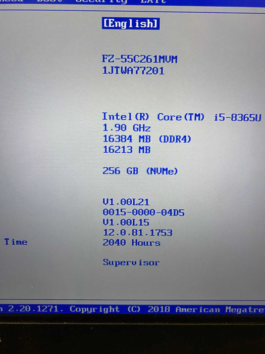 Panasonic ToughBook FZ-55 TOUCH 15" i5-1145G7 16GB 256SSD 2040Hrs. READ!