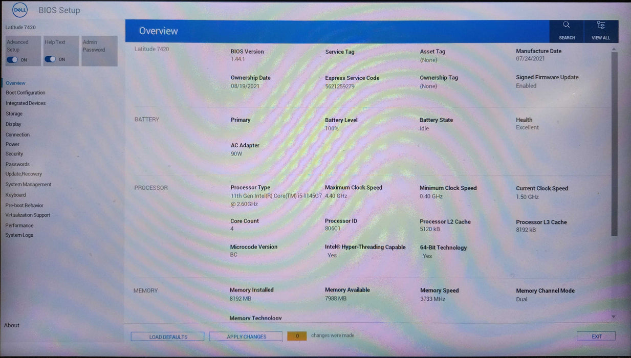 Dell Latitude 7420, i5-1145G7 2.60GHz, 8GB DDR4, 256GB NVMe, No AC  Lap200