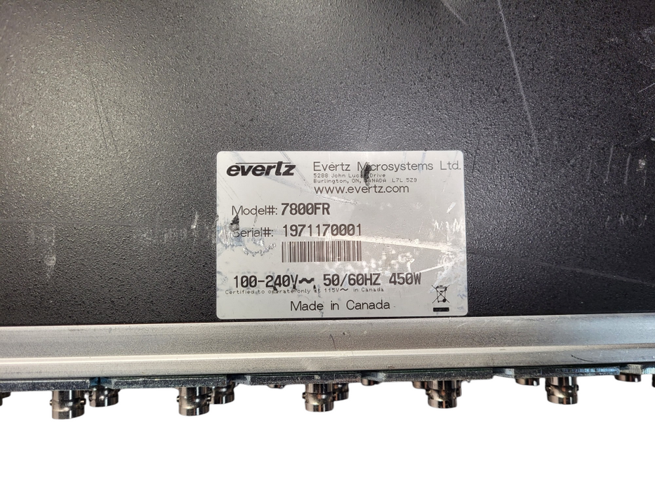 EVERTZ 7800FR MultiFrame Chassis w/ 7x 7736CEM-A4 1x7700FC READ Q$