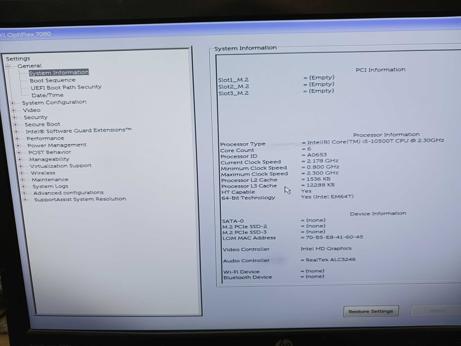 Dell Optiplex 7080 Micro USFF PC Intel i5-10500T @2.3Ghz 8GB DDR4 No HDD Q