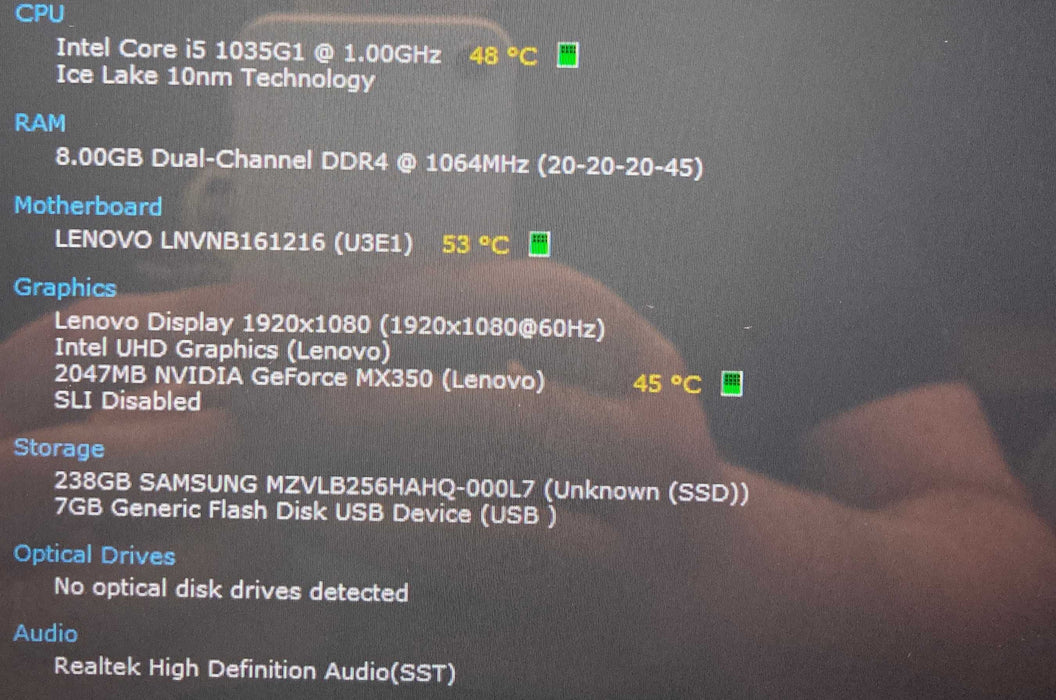 Lenovo IdeaPad Slim 7 14IIL05 Core i5-1035G1 MX350 2GB GPU 8GB 256SSD READ  Lap200