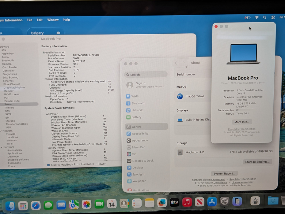 Apple MacBook PRO 13-inch 2020 A2251 Intel i5-1038N 16GB RAM 512GB Storage  -