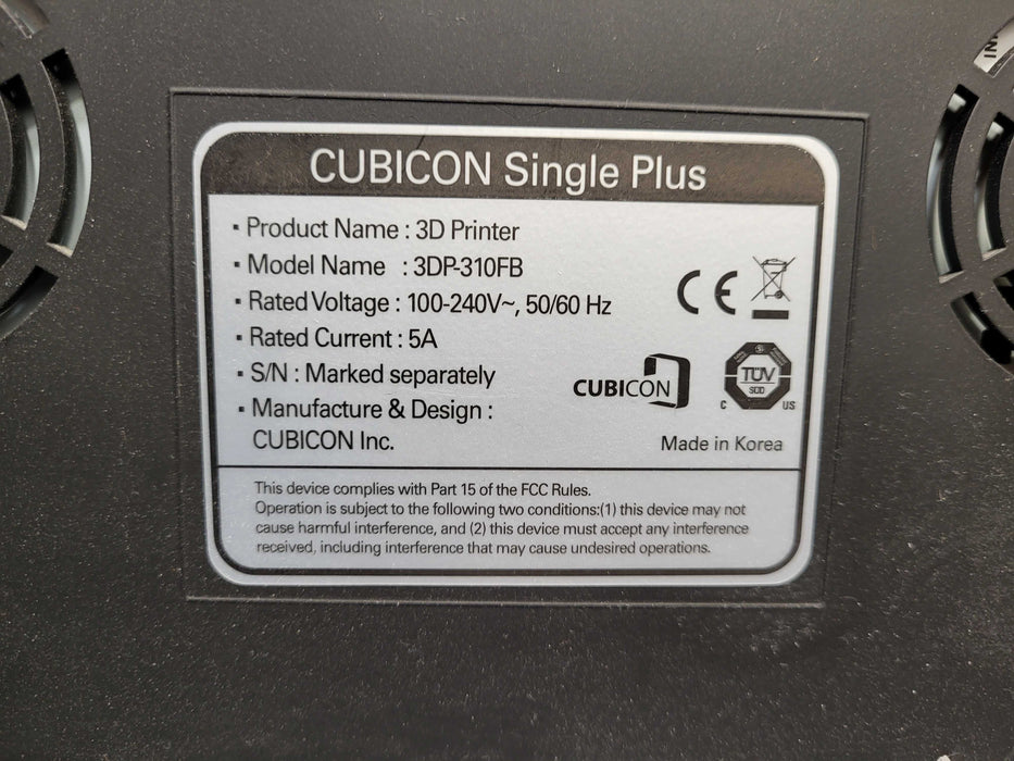 Cubicon Single Plus 3D Printer 3DP-310FB READ $