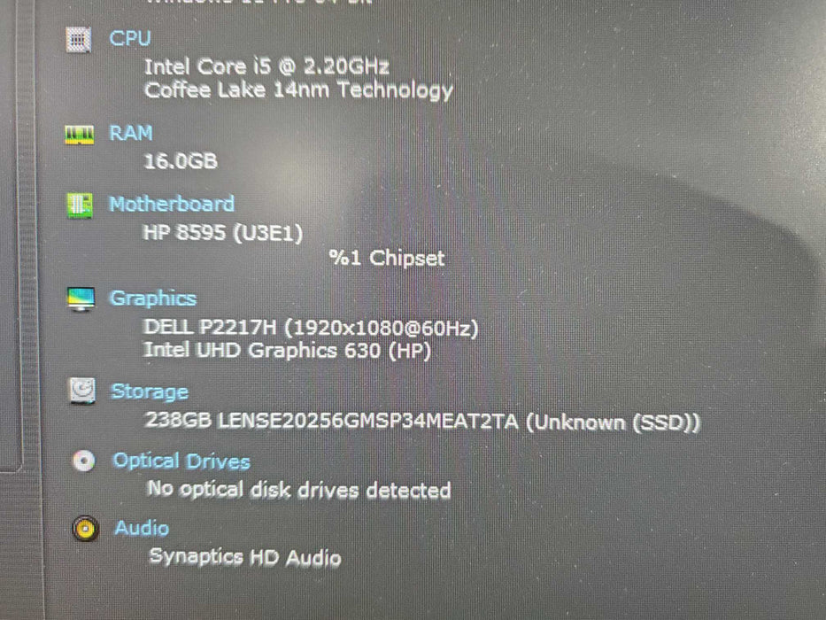 HP EliteDesk 800 G5 USFF, i5-9500T 2.20GHz, 16GB DDR4, 256GB NVMe, WiFi
