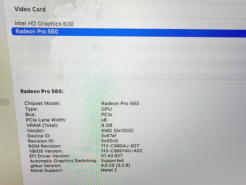 Apple Macbook Pro 2017 15" 4-Core i7-7820HQ @ 2.9GHz 16GB DDR3 1TB SSD Radeon Pro 560 4GB (