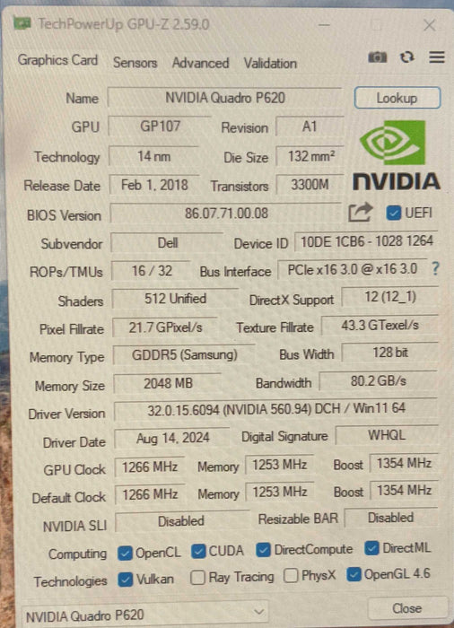 NVIDIA Quadro P620 | 2GB GDDR5 GPU | 4xMiniDP Q