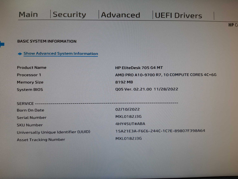 HP EliteDesk 705 G4 MT AMD Pro A10-9700 R7 8GB DDR4 NO HDD