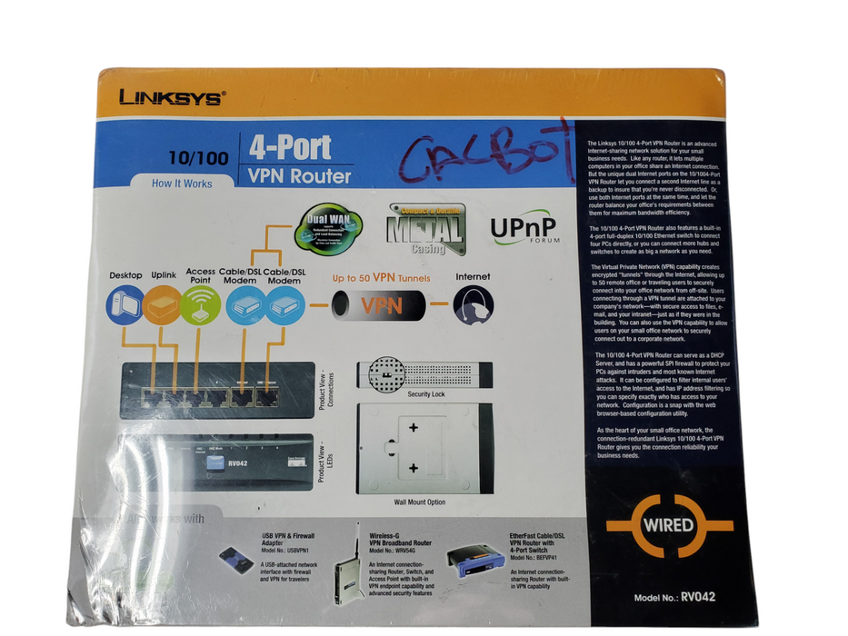Cisco LINKSYS Small Business 10/100 4-Port VPN Router RV042