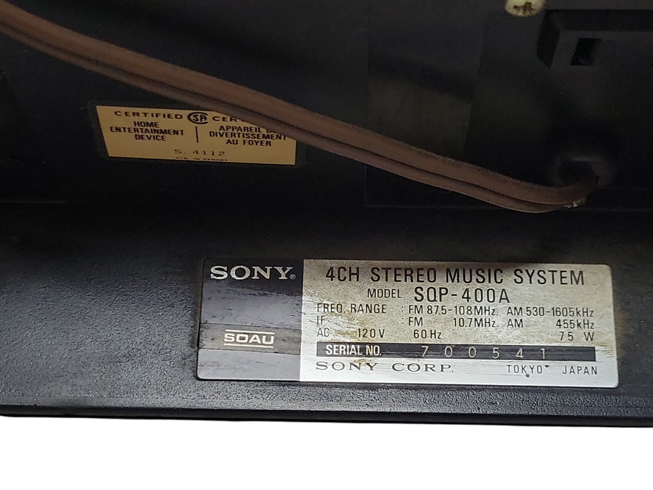 Sony 4CH Stereo music System SQP-400A, No Speaker, READ _