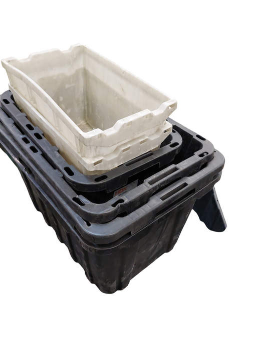 25 Resin Plastic Tote Bins & 1 Resin Pallet 34x48x46 Foldable Gaylord  =