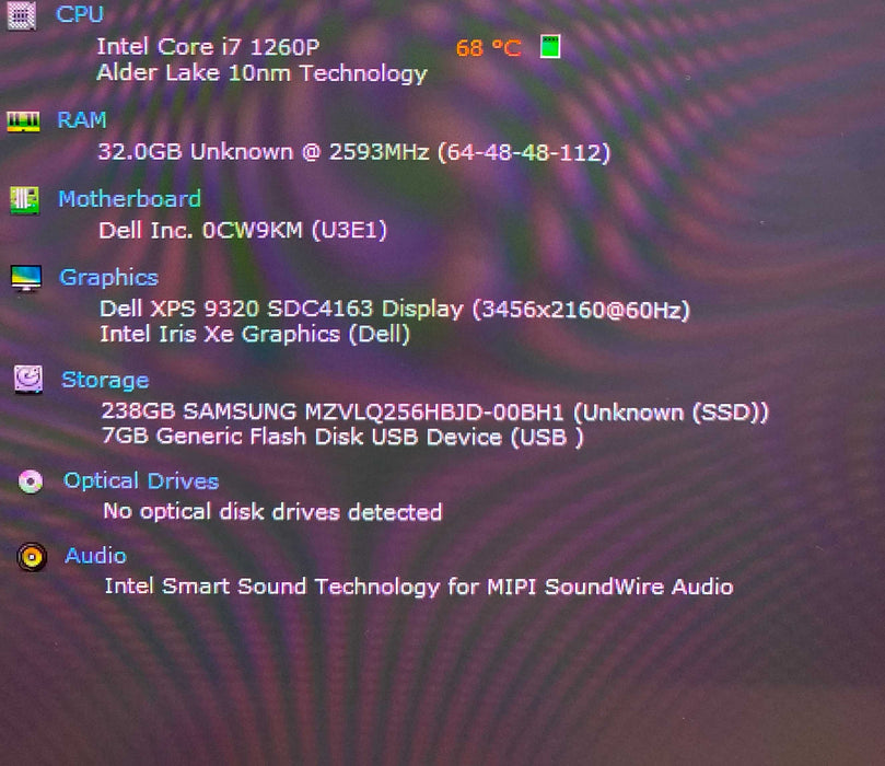 Dell XPS 9320 13" 4K TOUCH i7-1260P 32GB RAM 256GB SSD READ!  Lap200