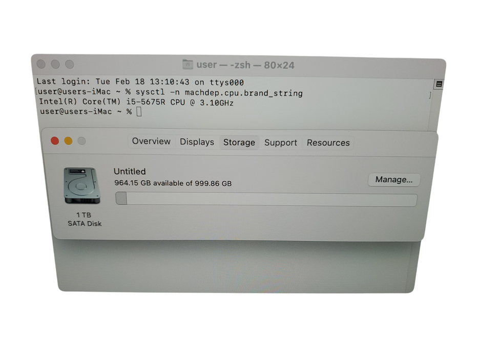 iMac A1418 Retina 4k 2015 i5-5675R 21.5" 8GB Ram 1TB HDD