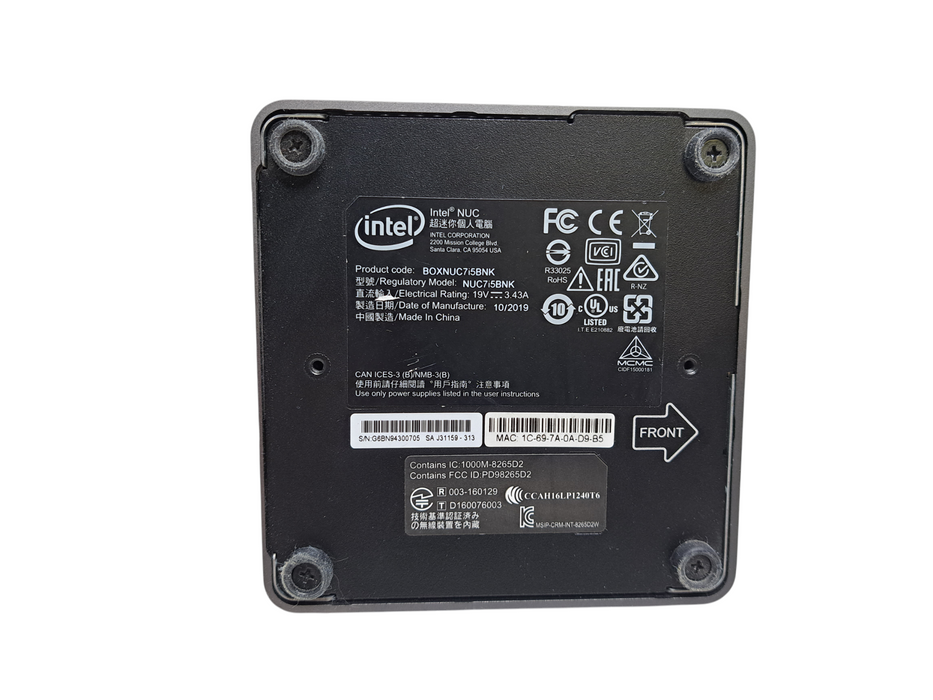 Intel NUC7i5BNK Mini PC | Core i5-7260U @2.20Ghz, 8GB DDR4, 256GB NVMe )