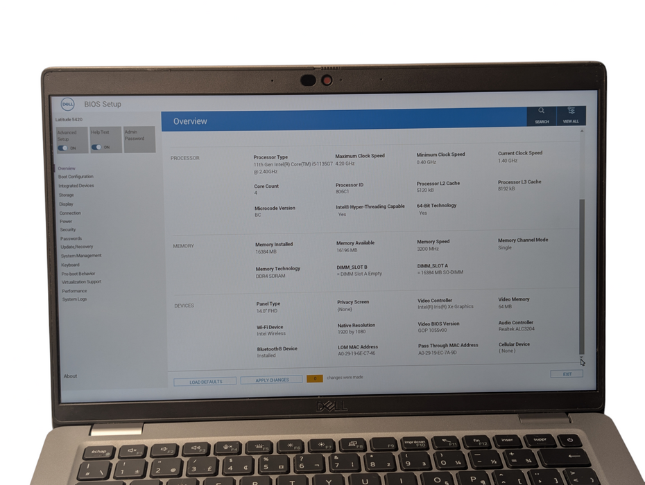 DELL Latitude 5420 Intel Core i5-1135G7 16GB RAM 256GB NVMe SSD  Q- Lap200
