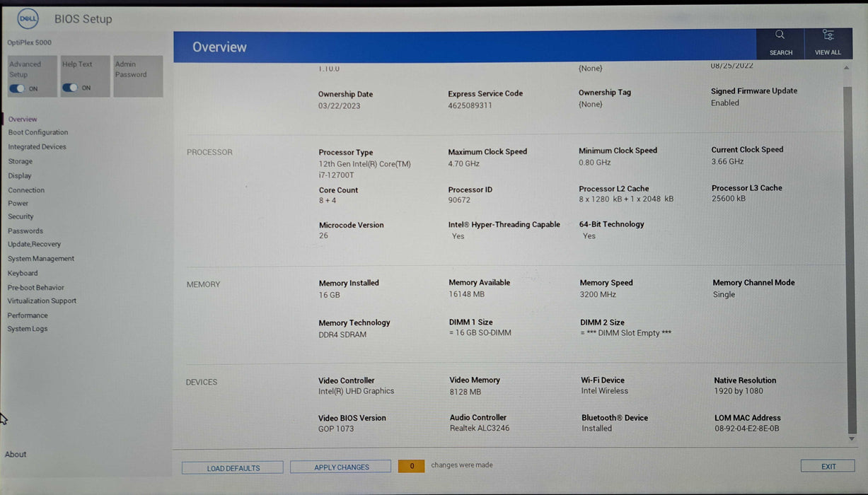 Dell OptiPlex 5000 Micro | Intel Core i7-12700T, 16GB DDR4, 256GB NVMe )