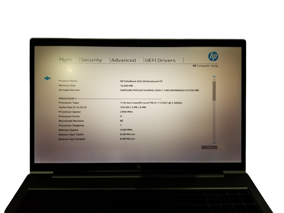 HP EliteBook 850 G8 Core i5-1135G7 @2.4GHz 16GB RAM 256GB NVMe *READ*  Lap200
