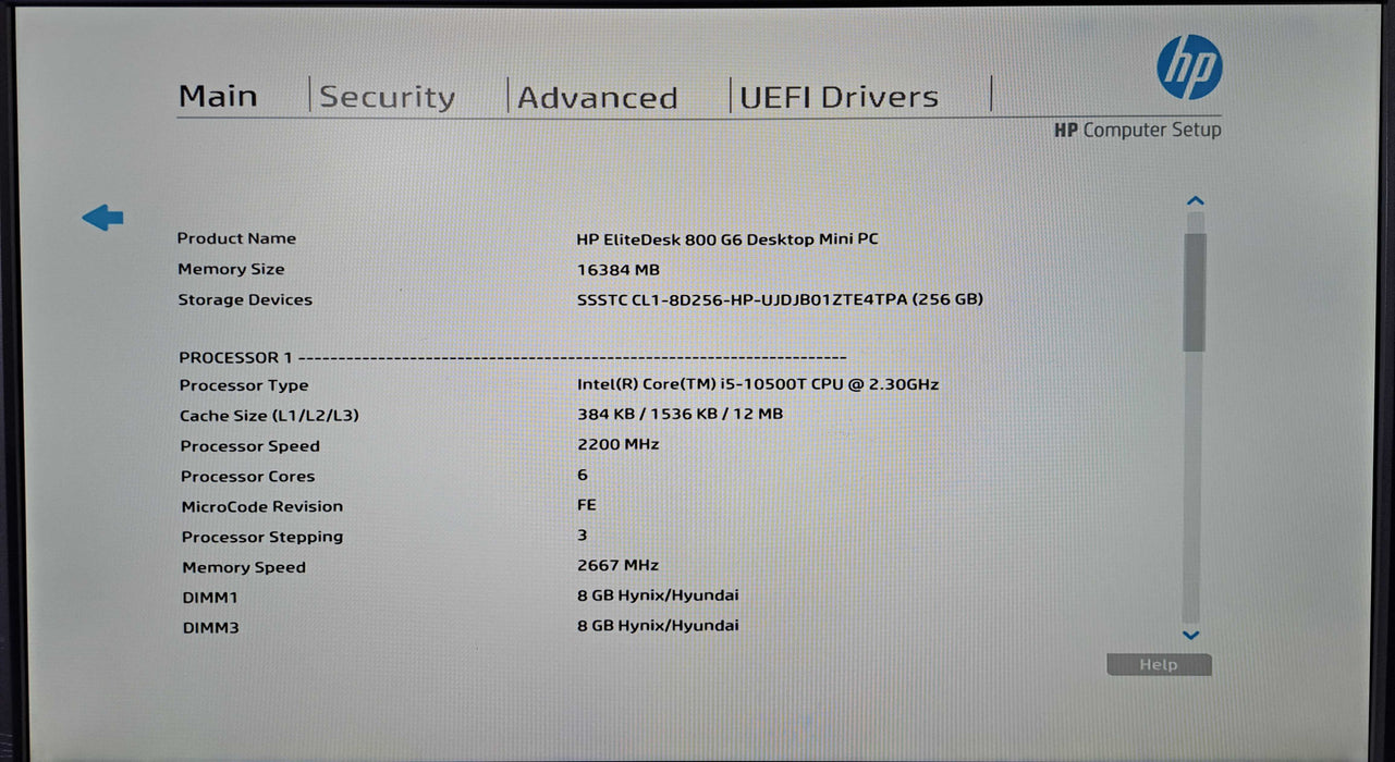 HP EliteDesk 800 G6 Mini | i5-10500T @2.30GHz, 16GB DDR4, 256GB NVMe, Wi-Fi )