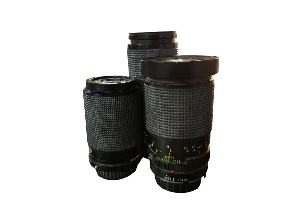 Lot 3x Minolta MD/MC Zoom Lens F=28/80-135mm/200mm/300mm - Untested / Parts