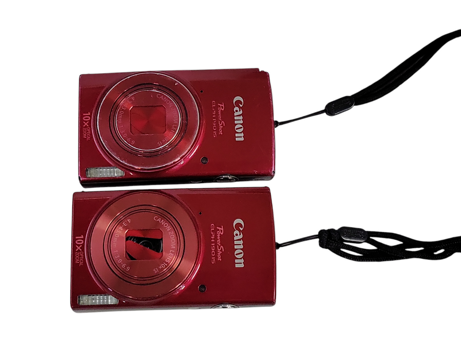 Lot of 2x Canon Power Shot Elph 190 IS 10x Zoom Digital Camera Red. READ _