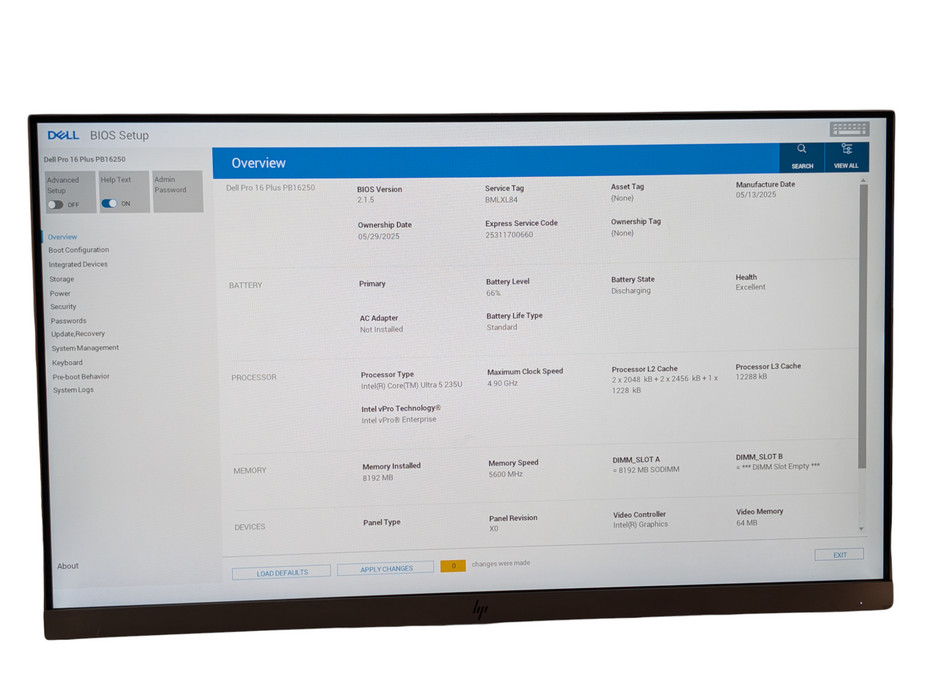 Dell Pro 16 Plus PB16250 Motherboard Core ULTA 5 235U 8GB RAM  - Lap200