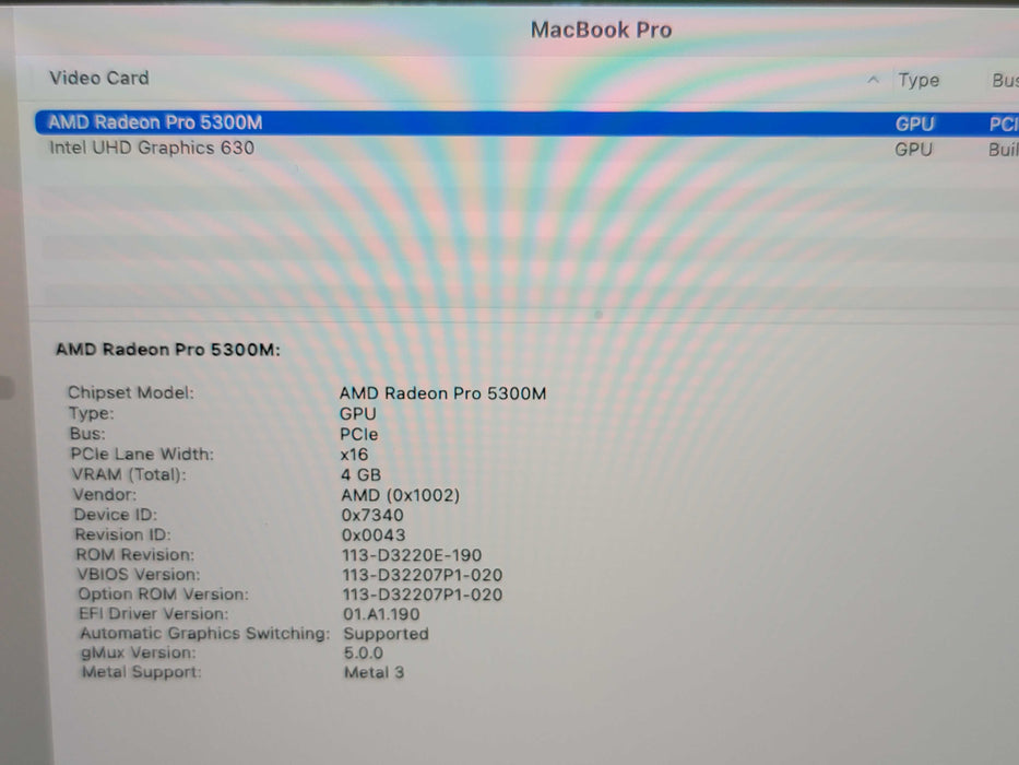 Apple Macbook Pro 2019 16" 6-Core i7-9750H @ 2.6GHz 16GB RAM 500GB GPU (